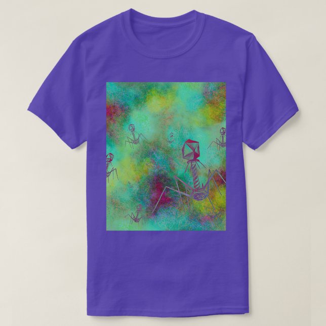 Camiseta Gráfico de Invasão Bacteriófago (Frente do Design)