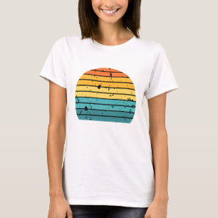 Camiseta Gráfico de Listras do Pôr do Sol Retrô Angustiado