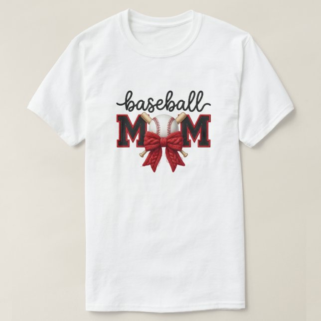 Camiseta Gráfico de Mãe de Beisebol com Fio Falso, Padrão d (Frente do Design)