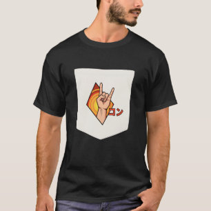 Camiseta Gráfico de Mão de Rock Anime, Kon em Katakana Japo