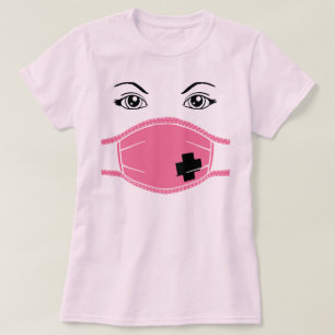 Camiseta Gráfico de Máscara Médica Rosa