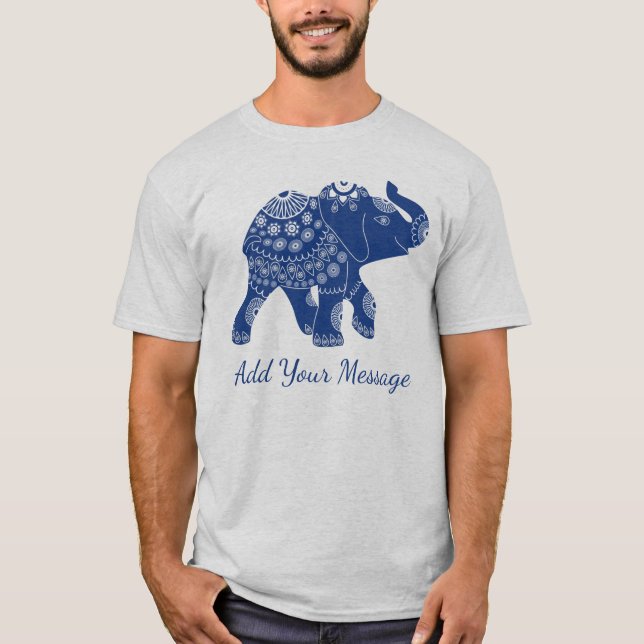 Camiseta Gráfico de Mensagens Personalizadas de Elefante Ma (Frente)