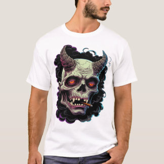 Camiseta Gráfico de Monstro Oni Hornado e Arrebitado