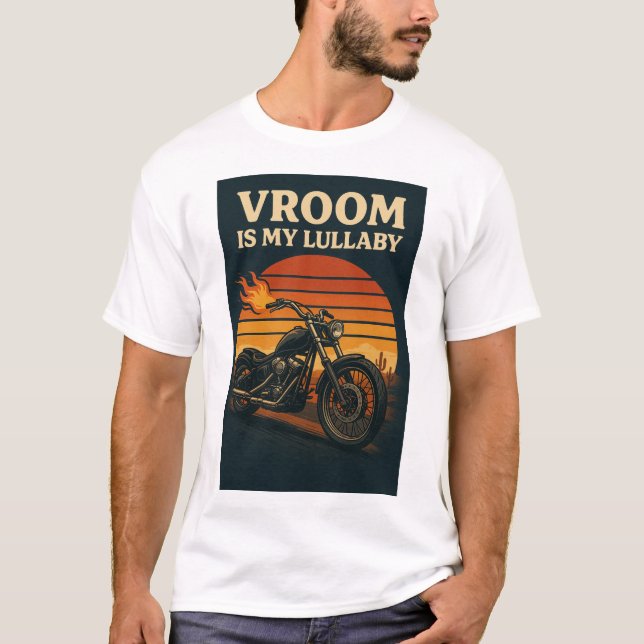 Camiseta Gráfico de motocicleta com texto "Vroom is my Lull (Frente)