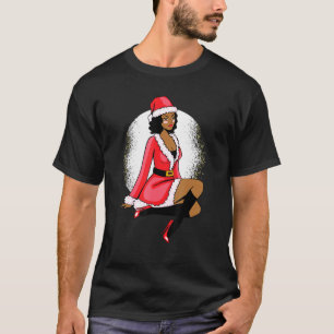 Camiseta Gráfico de Natal Negro da Sra. Claus, Afro-America