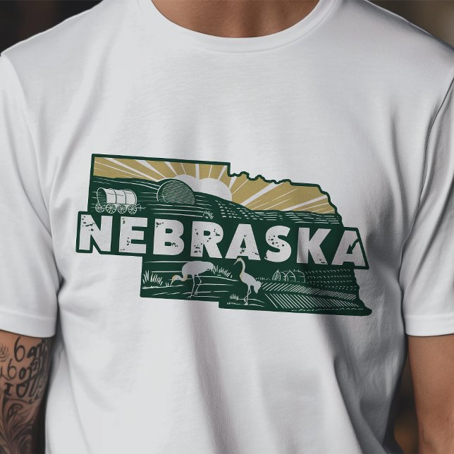 Camiseta Gráfico de Nebraska, Viagem Icônico e Retrô (Criador carregado)