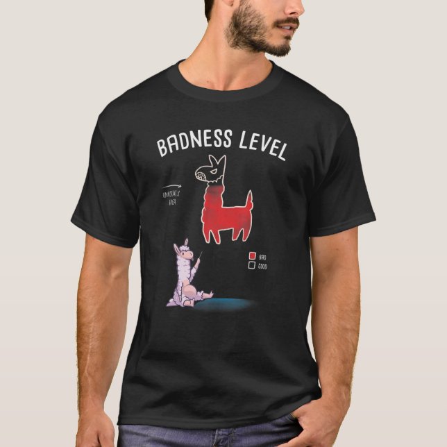 Camiseta Gráfico de Nível de Badness Engraçado Llama Mau Al (Frente)