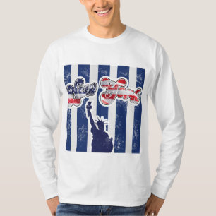 Camiseta Gráfico de Nova York com Letra de Bandeira dos EUA