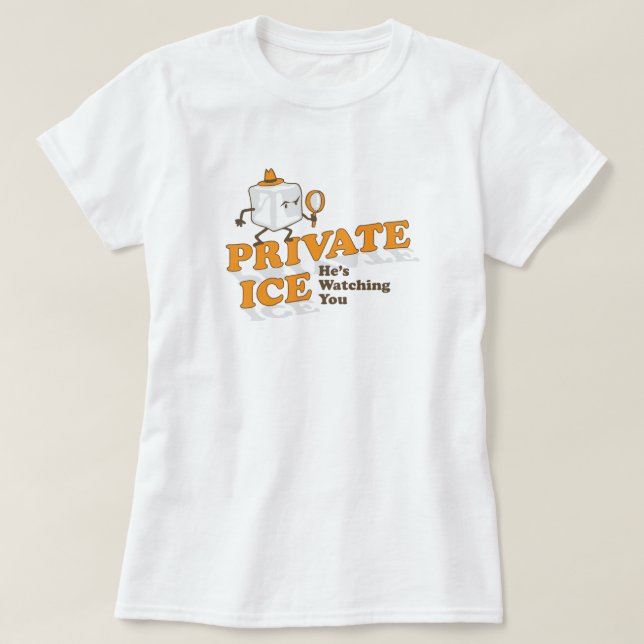 Camiseta Gráfico de Palavras de Cartoon Engraçado de Gelo P (Frente do Design)