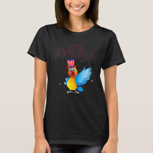 Camiseta Gráfico de papagaios Vermelho Branco Azul Fogos de