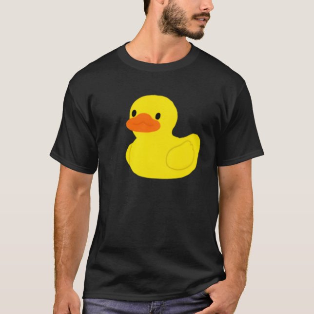 Camiseta Gráfico de Pato Sortudo de Borracha Amarelo Simple (Frente)