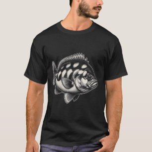 Camiseta Gráfico de Peixe Halibut Arte de Pesca Design