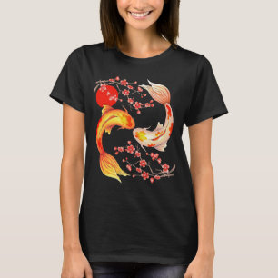 Camiseta Gráfico de Peixe Koi Cerejeira Japonesa Sakura