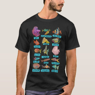 Camiseta Gráfico de Peixes com Nomes