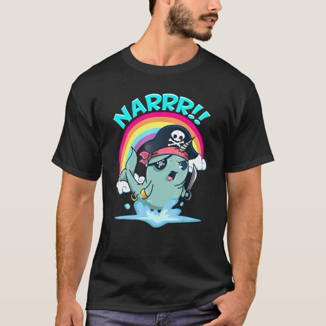 Camiseta Gráfico de Piada do Narwhal Pirate Narwhal Sea Uni (Frente)