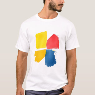 Camiseta Gráfico de pinceladas abstratas em quatro cores