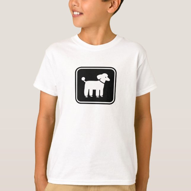 Camiseta Gráfico de Poodle (Branco a Preto) (Frente)