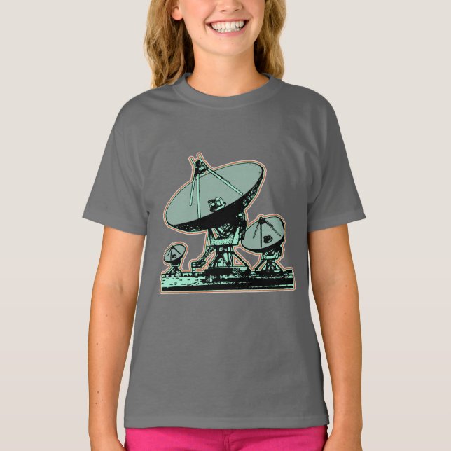 Camiseta Gráfico de Prato de Satélite Retro (Frente)