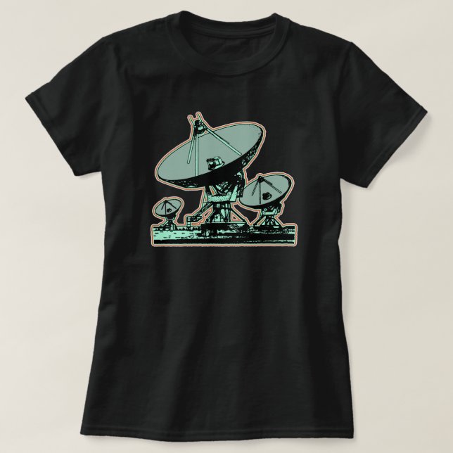 Camiseta Gráfico de Prato de Satélite Retro (Frente do Design)