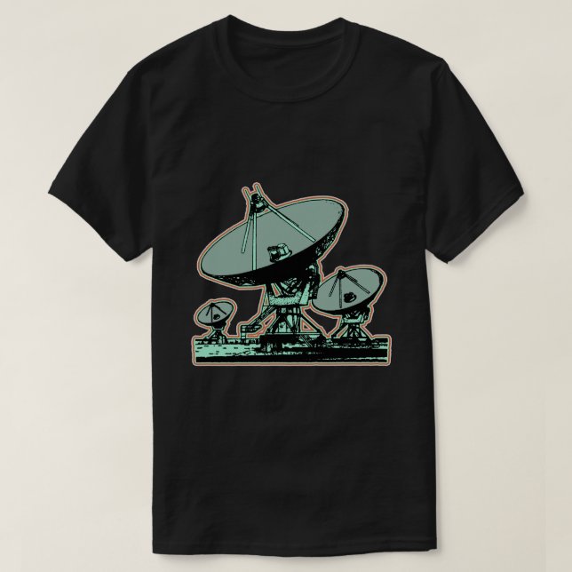 Camiseta Gráfico de Prato de Satélite Retro (Frente do Design)