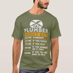 Camiseta Gráfico de Preço de Taxa Horária do Plumbador Engr
