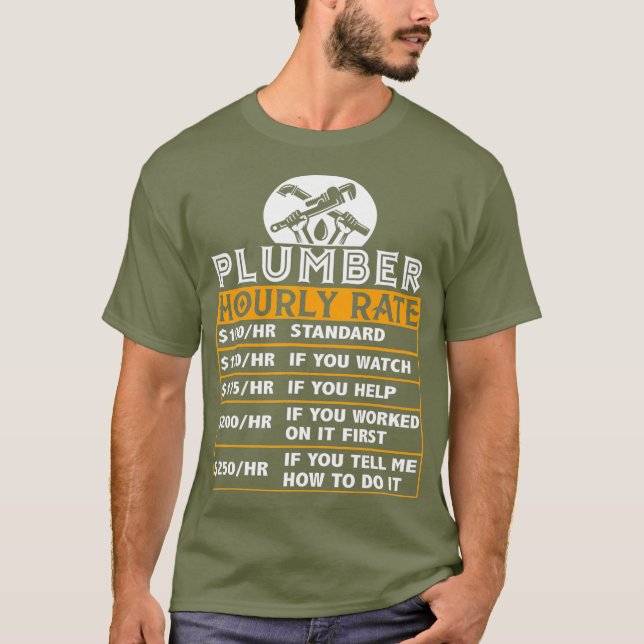 Camiseta Gráfico de Preço de Taxa Horária do Plumbador Engr (Frente)