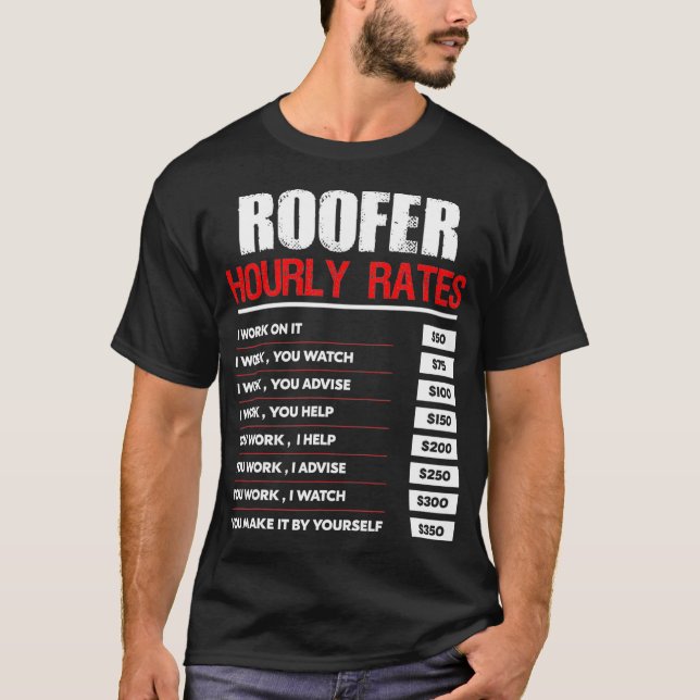 Camiseta Gráfico de Preços Horários do Roofer Frio Funny Co (Frente)