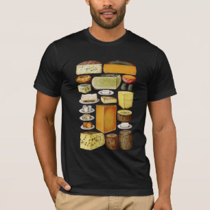 Camiseta Gráfico de queijo tipos de queijo gráfico educativ