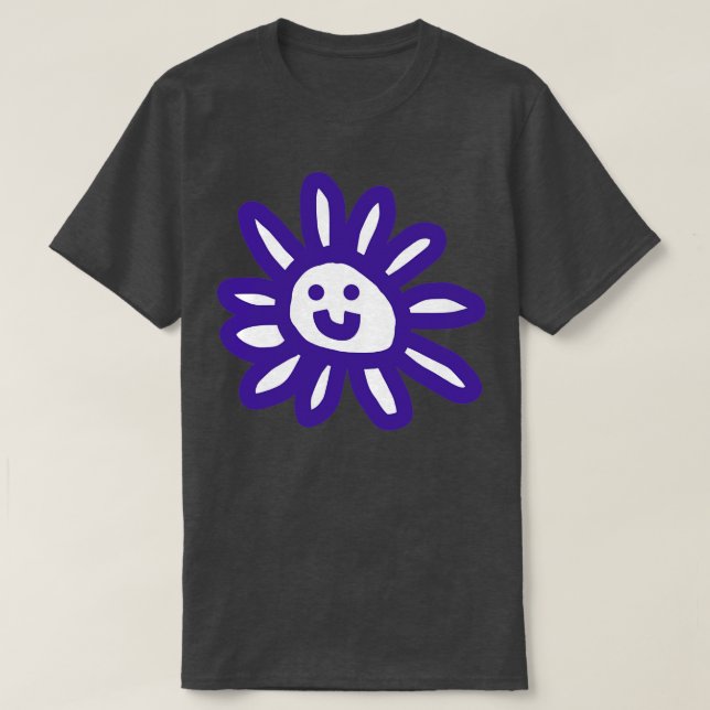 Camiseta Gráfico de Smiley face de margarida azul (Frente do Design)