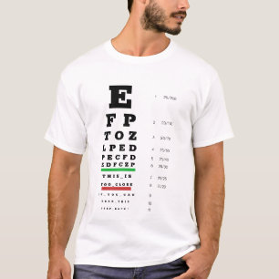 Camiseta Gráfico de Snellen com teste ocular engraçado do