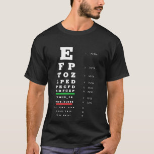 Camiseta Gráfico de Snellen com teste ocular engraçado do