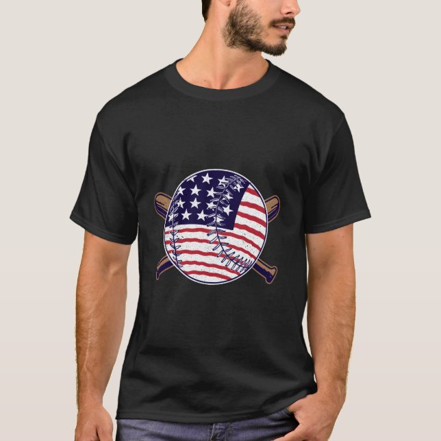 Camiseta Gráfico de Softball de Bandeira Americana Patrióti (Frente)