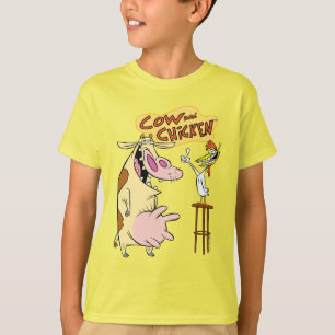 Camiseta Gráfico de Sorriso de Vaca e Galinha