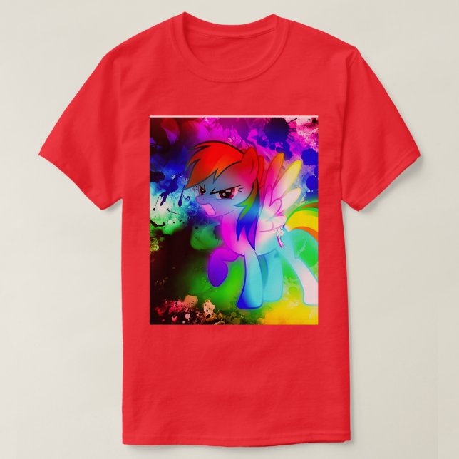 Camiseta Gráfico de Super Cores do Rainbow Dash (Frente do Design)