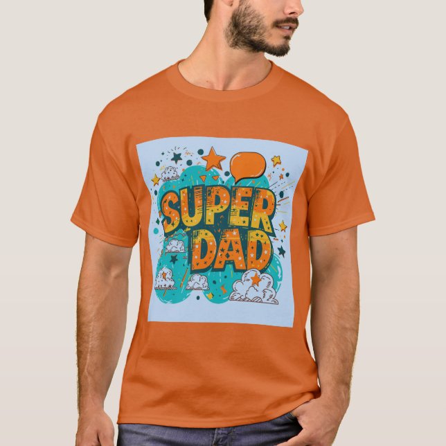 Camiseta Gráfico de Super Pai de Estilo de Cômica (Frente)