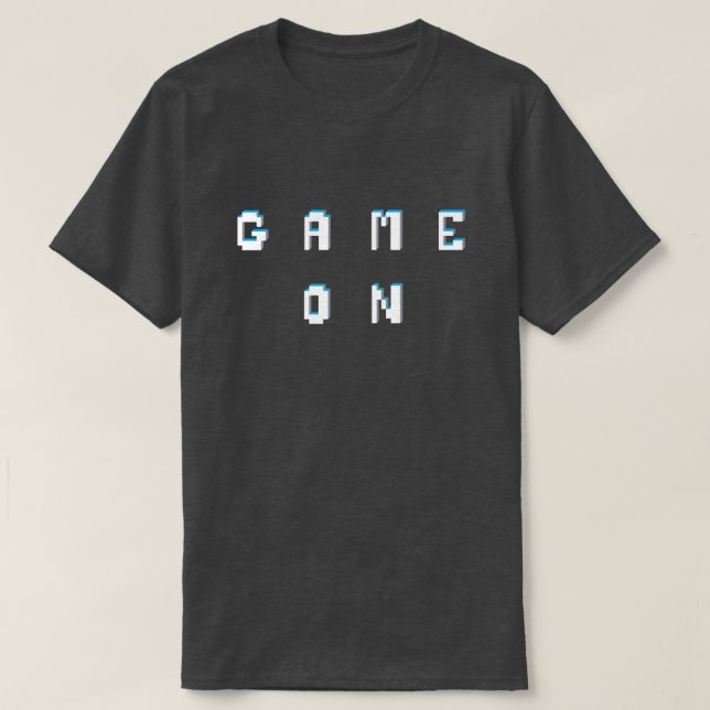 Camiseta Gráfico de texto do estilo de pixel retroativo (Frente do Design)