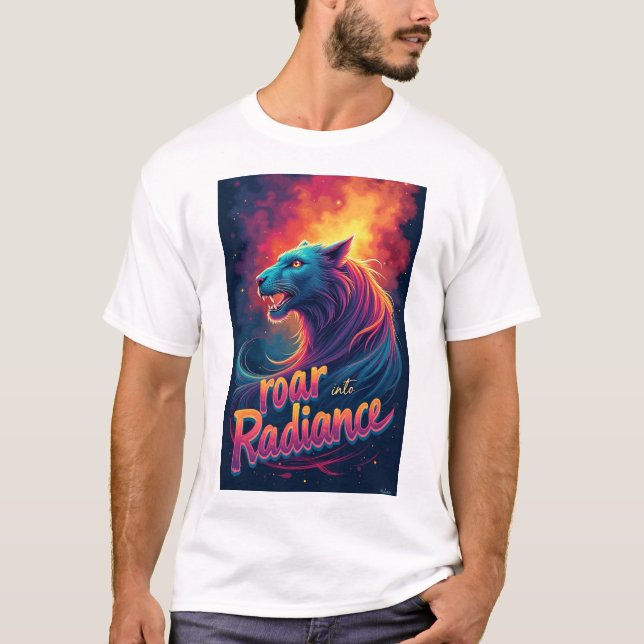 Camiseta Gráfico de Tigre "Raio em Radiância" (Frente)