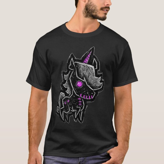 Camiseta Gráfico de unicórnio gótico com gótico emo assusta (Frente)