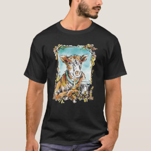 Camiseta Gráfico de Vaca Arco-íris para Homens Mulheres Cri