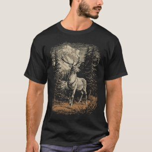 Camiseta Gráfico de Veado Rústico Mulheres Homens