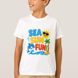 Camiseta ☀️ Gráfico de Verão no Oceano para Crianças da Pra