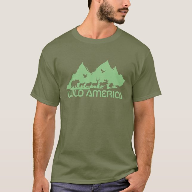 Camiseta Gráfico de Vetor de Vida Selvagem da América Selva (Frente)