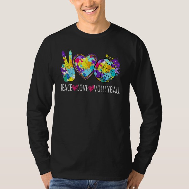 Camiseta Gráfico De Voleibol Do Peace Love Para Treinador D (Frente)