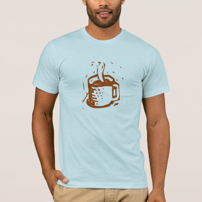 Camiseta Gràfico de Xícara de Vapor de Linocut Artesanal (Frente)
