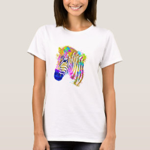 Camiseta Gráfico de Zebra com respingo de tinta aquarela ar