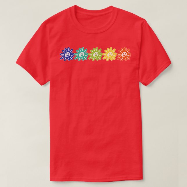 Camiseta Gráfico direito de cinco flores (Frente do Design)