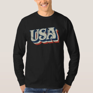 Camiseta Gráfico Distorcido Estilo Retro EUA