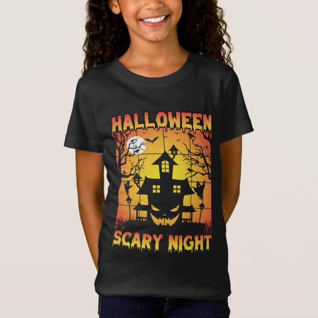 Camiseta Gráfico do Dia das Bruxas Assombrado de Spooky (Frente)