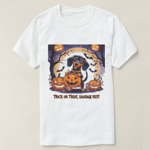 Camiseta Gráfico do Dia das Bruxas de Spooky Dachshund Love