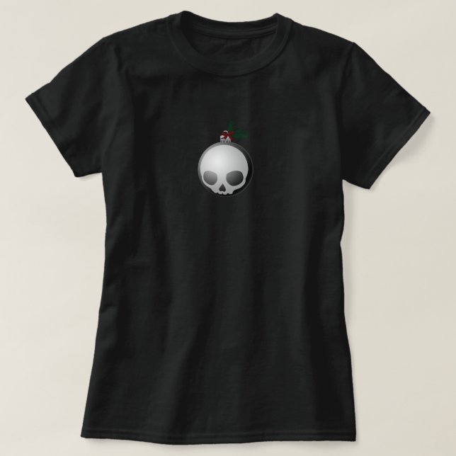 Camiseta Gráfico do Enfeites de natal do crânio (Frente do Design)